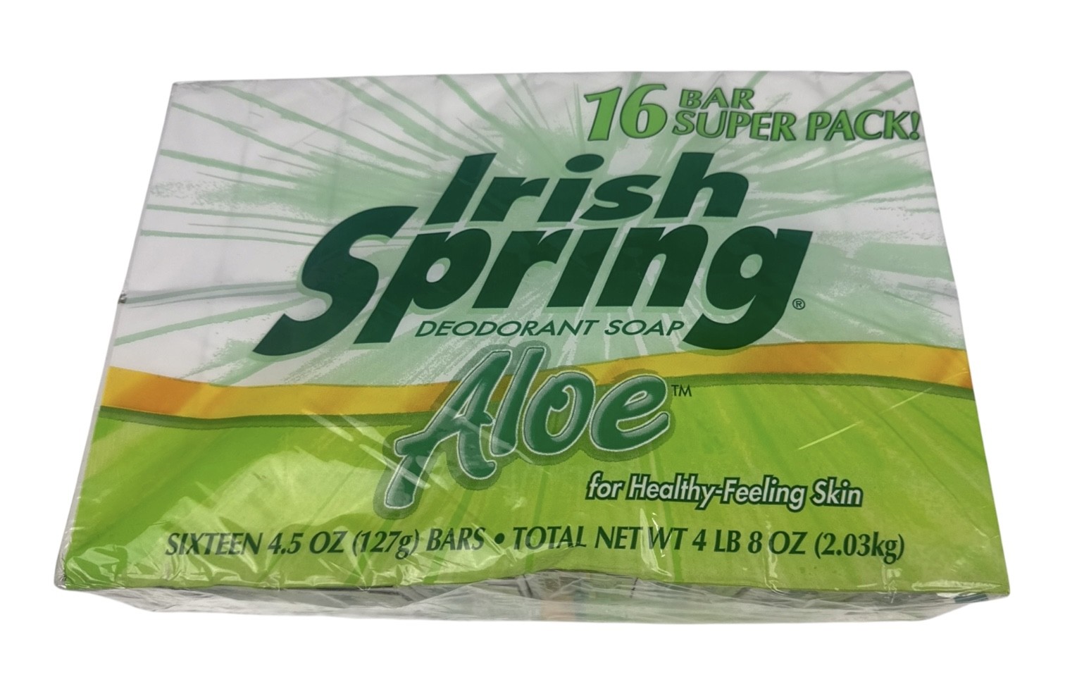 Irish Spring Deodorant Soap Aloe 16 Bar Super Pack 4.5 oz Bars