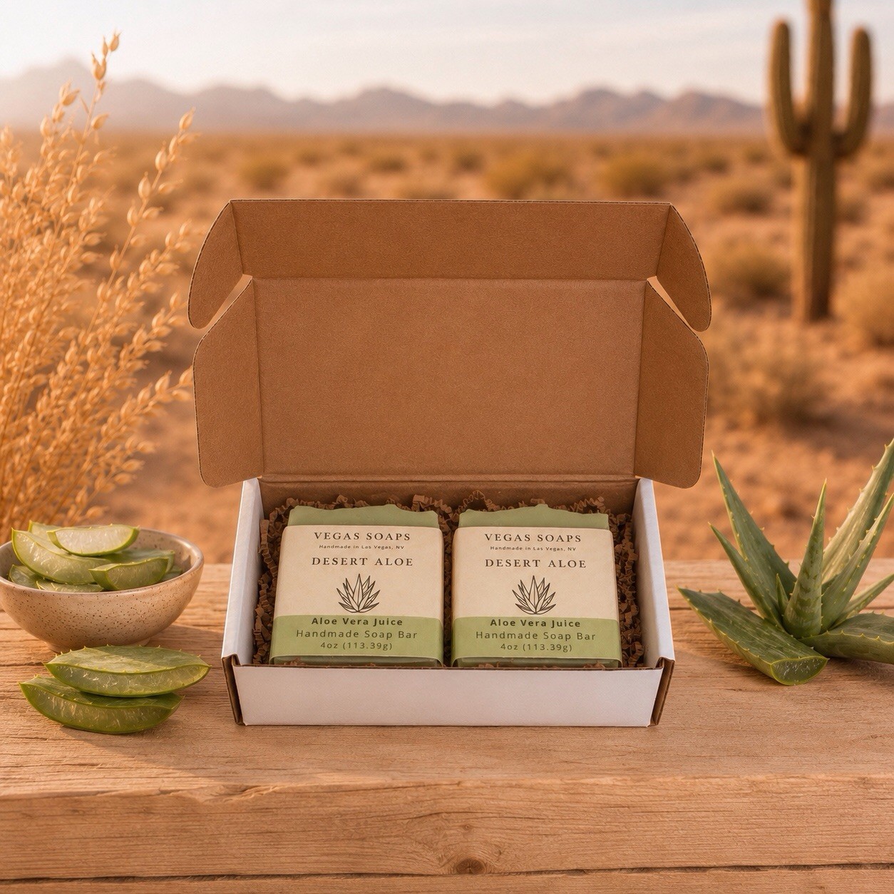 Vegas Soaps Desert Aloe Handmade Soap Bars Set Of 2 Aloe Vera Juice Plant Based