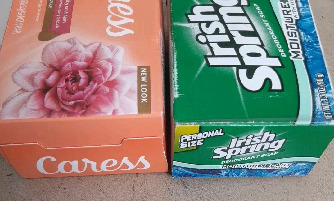 Vtg Bar Soaps Irish Spring Moisture Blast Hydrobeads Caress Daily Silk NOS