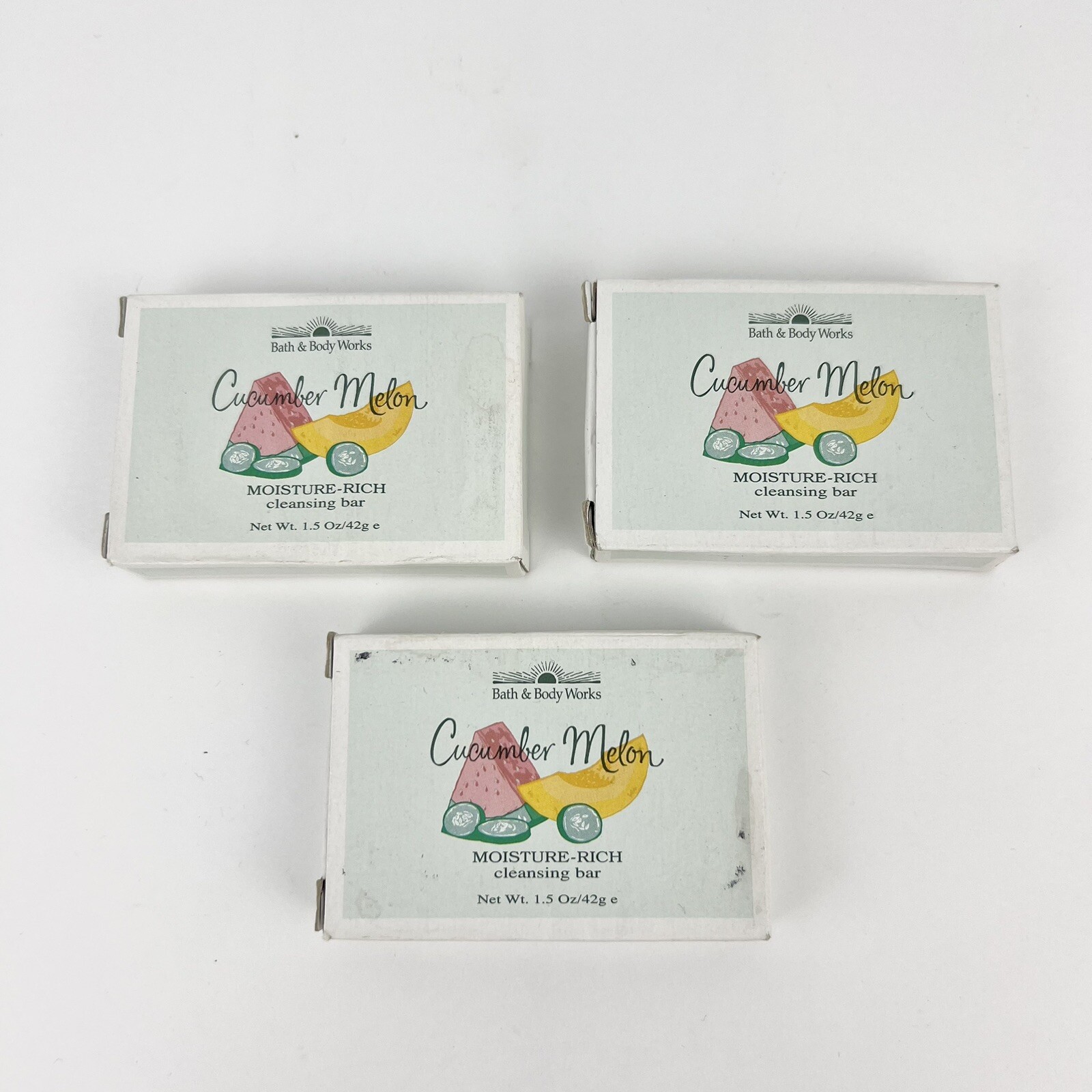 Bath & Body Works Cucumber Melon Cleansing Soap Bar Lot Of 3 Travel Size 1.5 oz