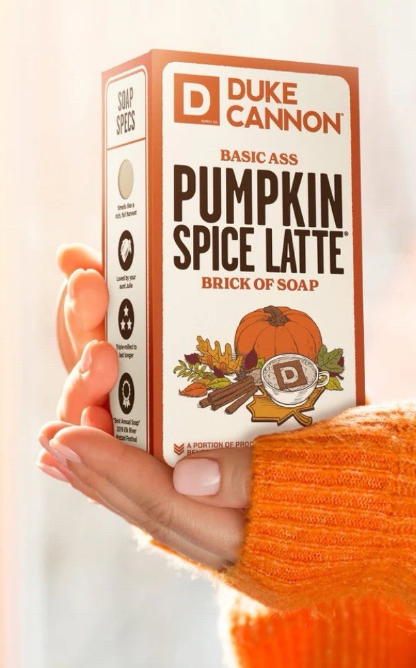 Duke Cannon Pumpkin Spice Latte Brick of Soap Ltd Ed Halloween 10oz Benefit Vet