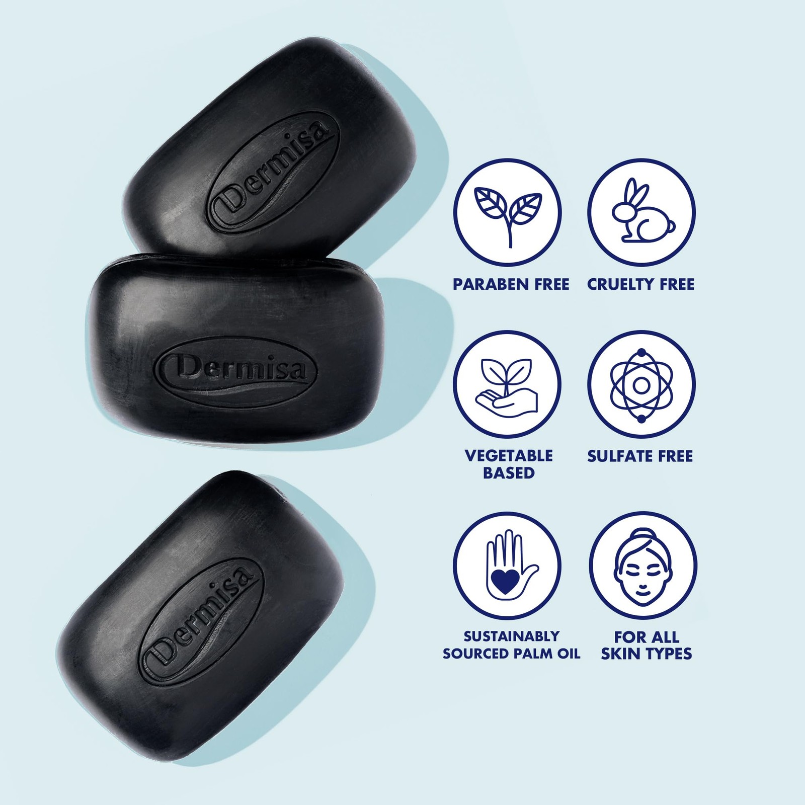 Dermisa Detoxifying Charcoal Bar Soap with Activated 3 Ounce (Pack of 2)