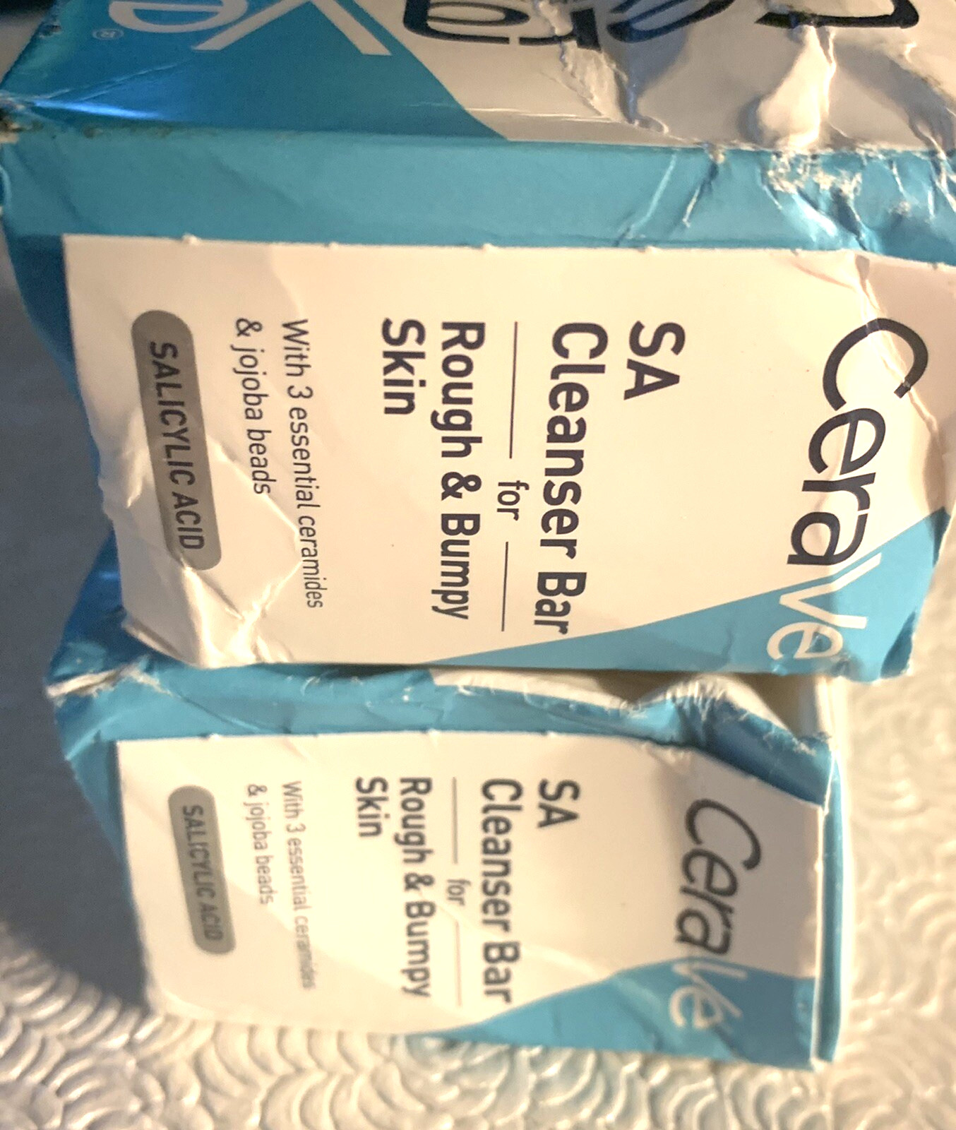 CeraVe SA Cleanser Bar for Rough Bumpy Skin 4.5 oz. Each- Lot Of 2- Box Damage