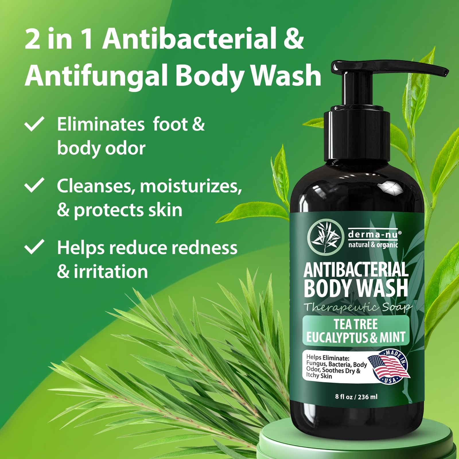 Antifungal Soap and Antibacterial Body Wash – Body Acne Wash, Tea Tree Soap with