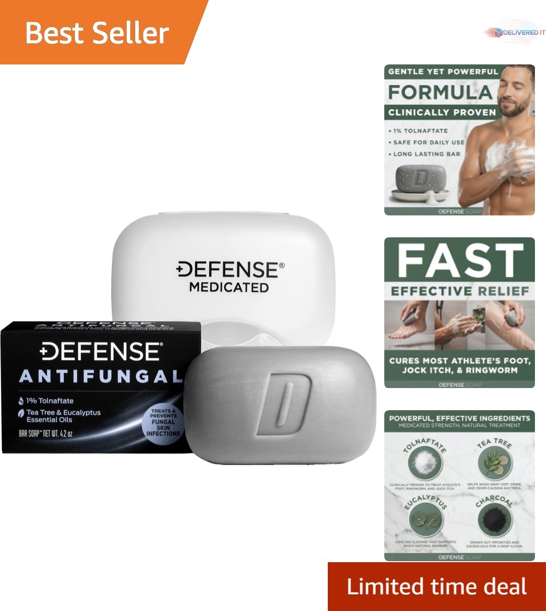 Antifungal Bar Soap with Eucalyptus Tea Tree 4.2 Oz for Ringworm Athlete’s Foot