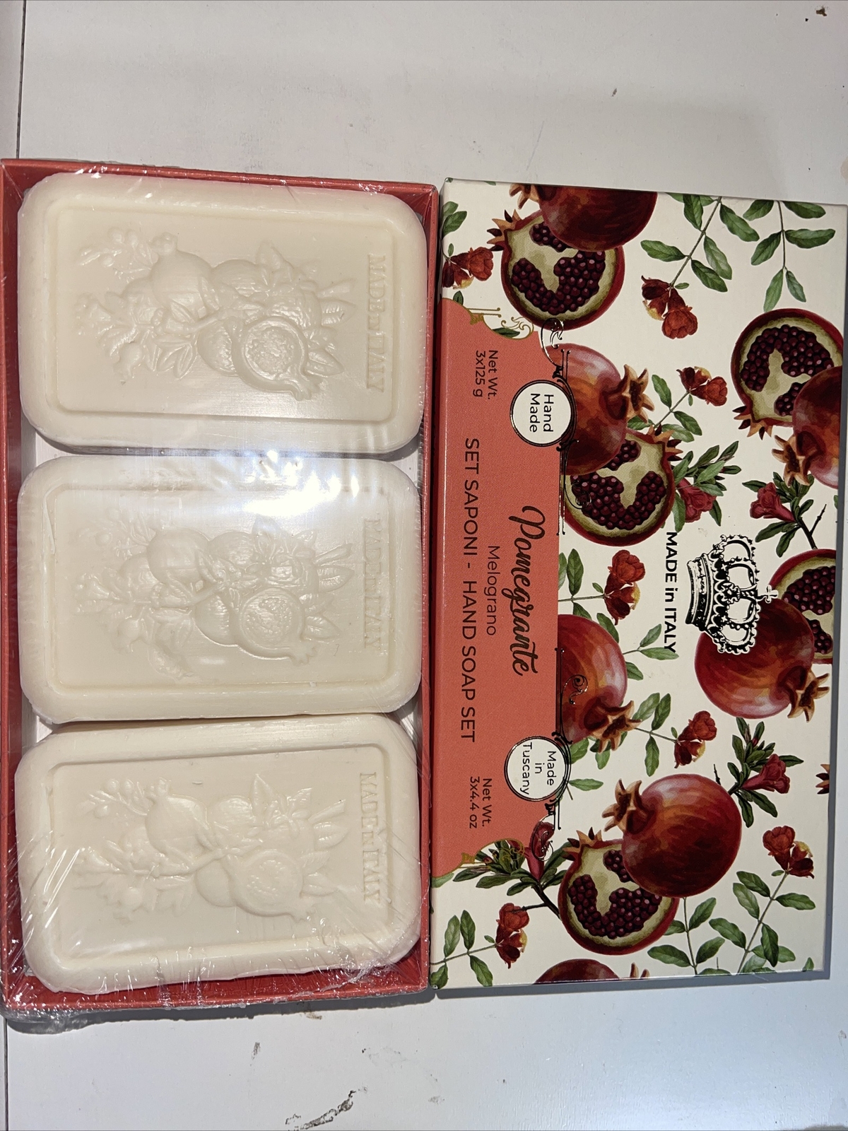 SAPONERIE MARIO FISSI POMEGRANATE HAND SOAP SET WITH 3 SOAPS 4.4OZ EACH