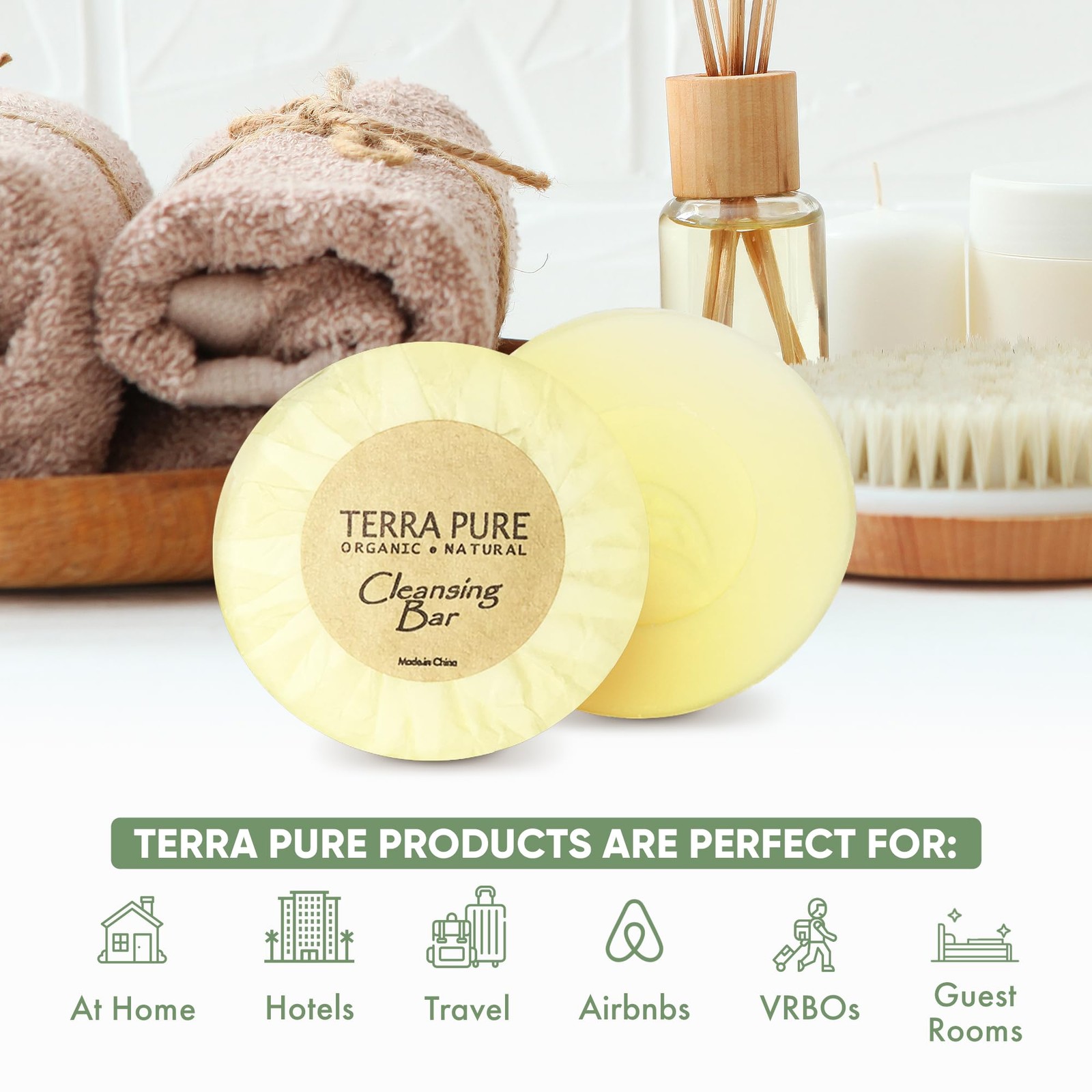 Terra Pure Travel Size Hotel Bar Soap 100 Count 0.6 Oz Body Bars Guest