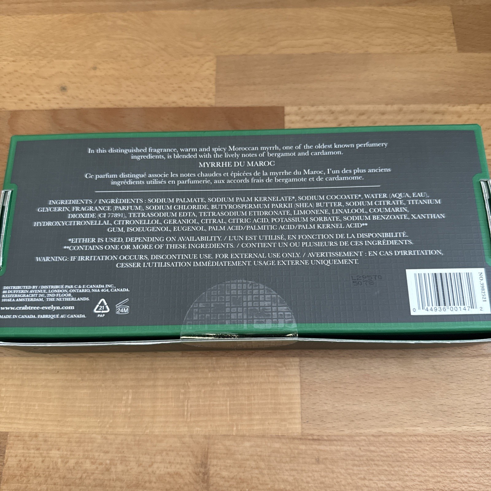 Crabtree & Evelyn Moroccan Myrrh Cardamom Bergamot 3 Box Set Soap Bars NIB