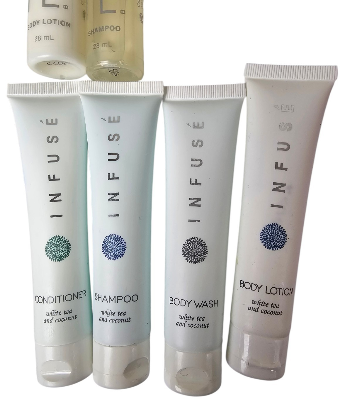 12 Assorted Hotel Resort Travel Size Bath Soaps Shower Cap Shampoo Conditioner