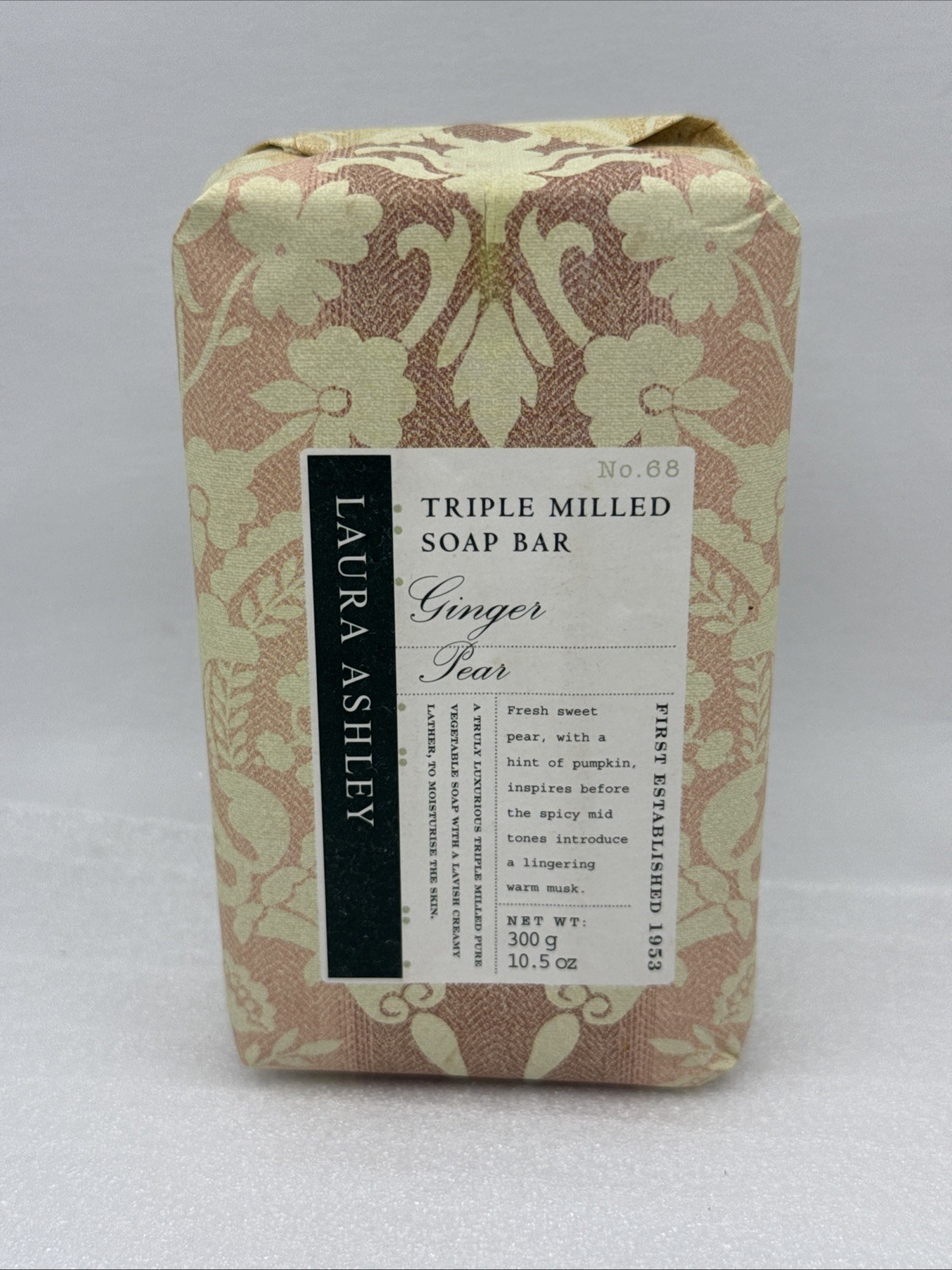 Laura Ashley Triple Milled Pure Vegetable Soap Bar GINGER PEAR 10.5oz Portugal