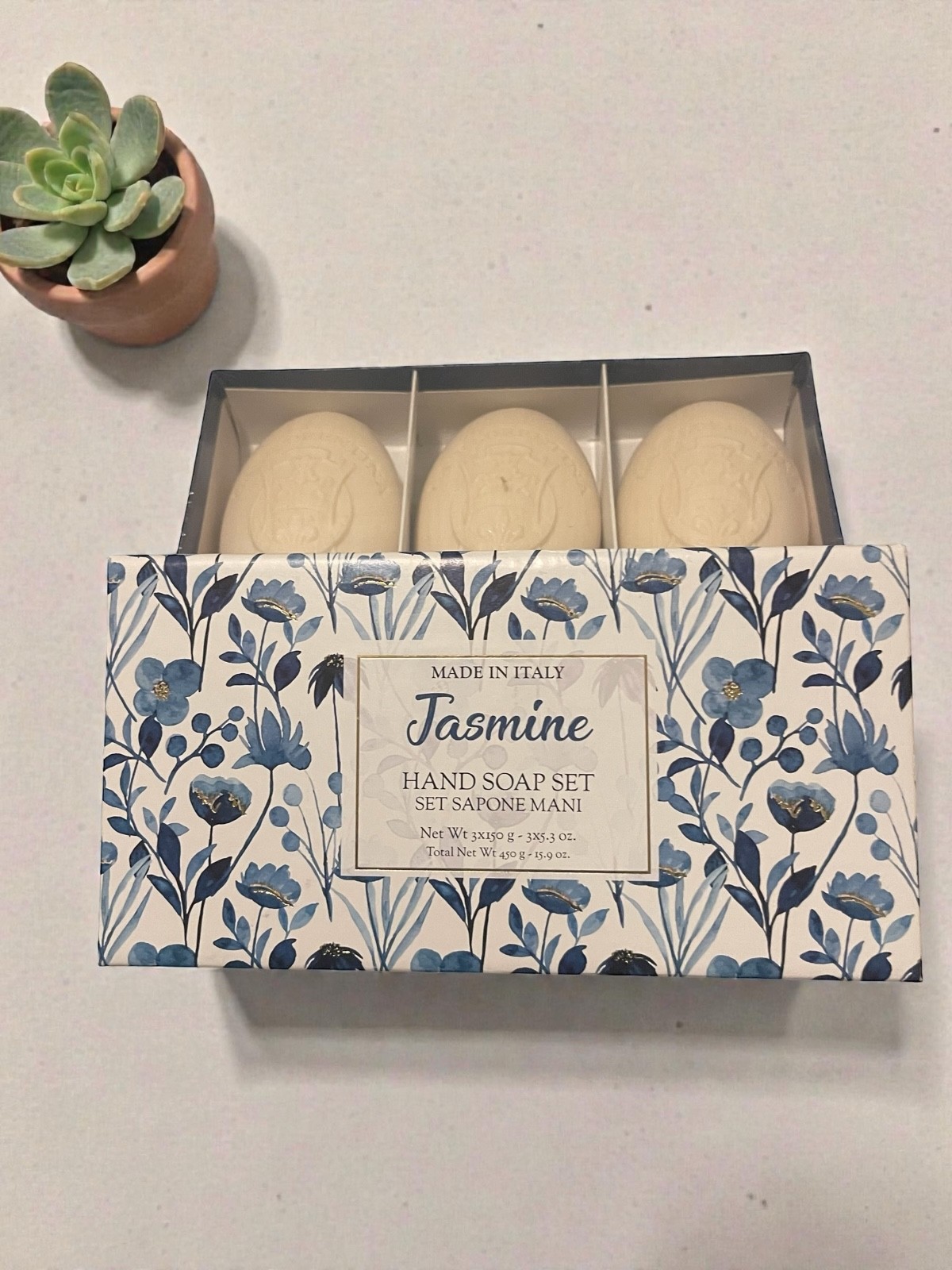 Saponerie Mario Fissi Srl Jasmine Sculpted Soap Set 3 Pack | 5.3 oz Each