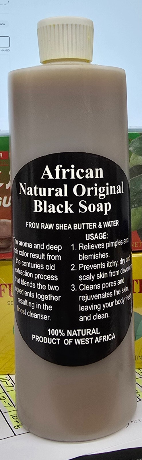 African Natural Original Black Soap 16 fl oz