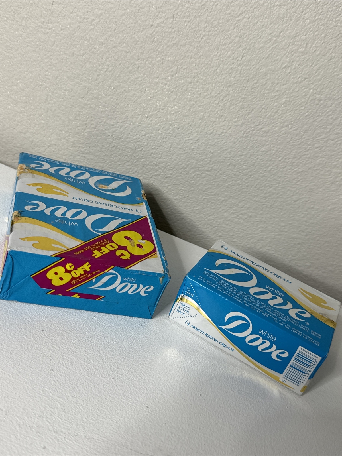 3 Vintage Dove Beauty Soap Bath Bars White 1/4 Moisturizing Cream 4.75 oz Prop