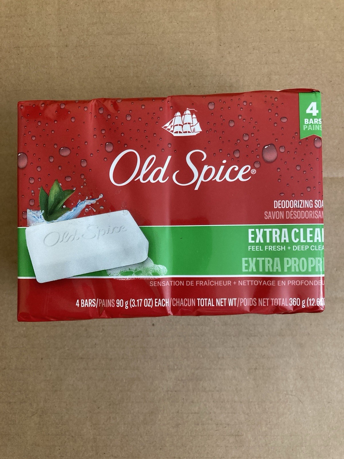 Old Spice Extra Clean Deodorizing Deodorant Soap for Men, 4 Bars, 12.6 oz Total