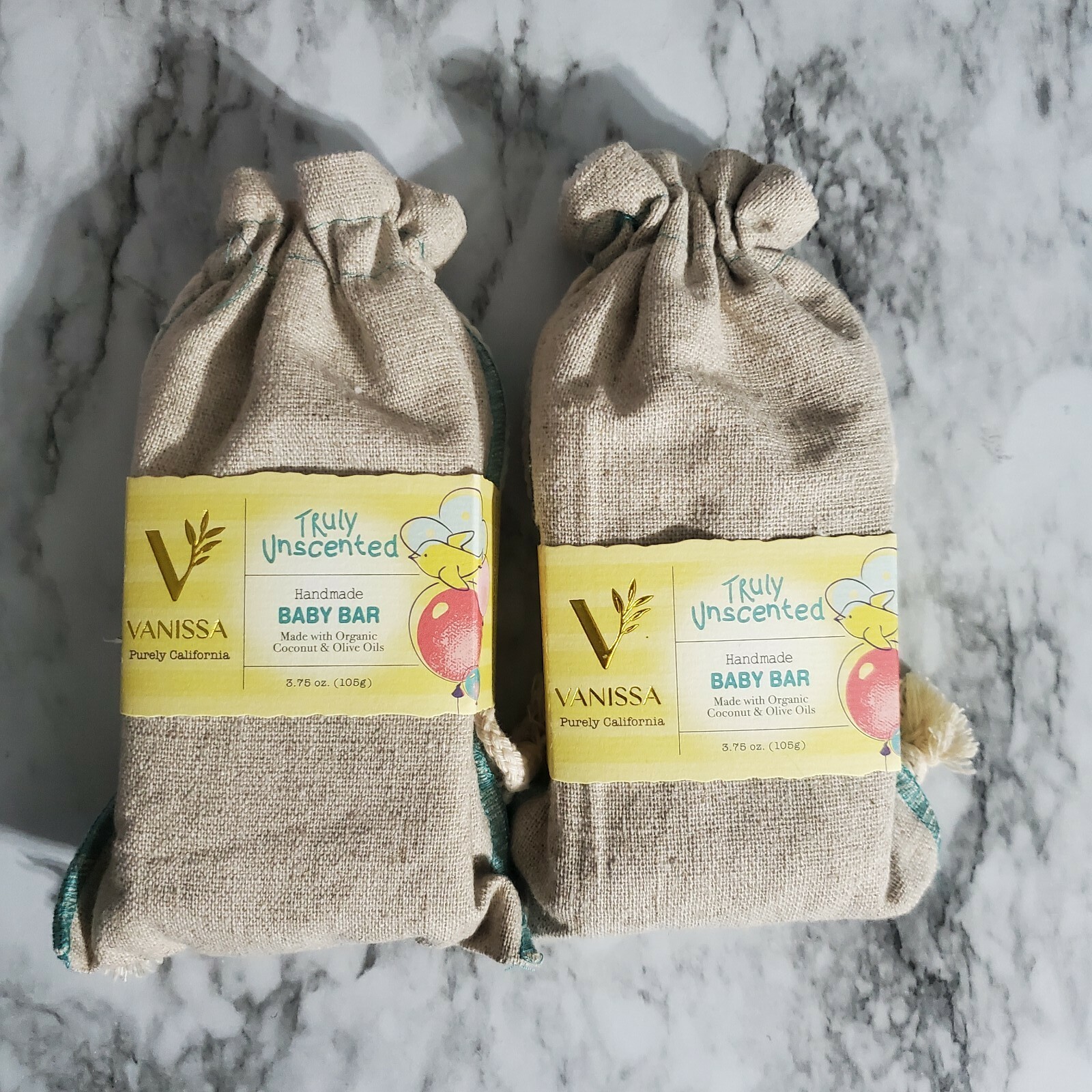 2 Vanissa Purely California Truly Unscented Handmade Baby Bar Soap Relief Itch