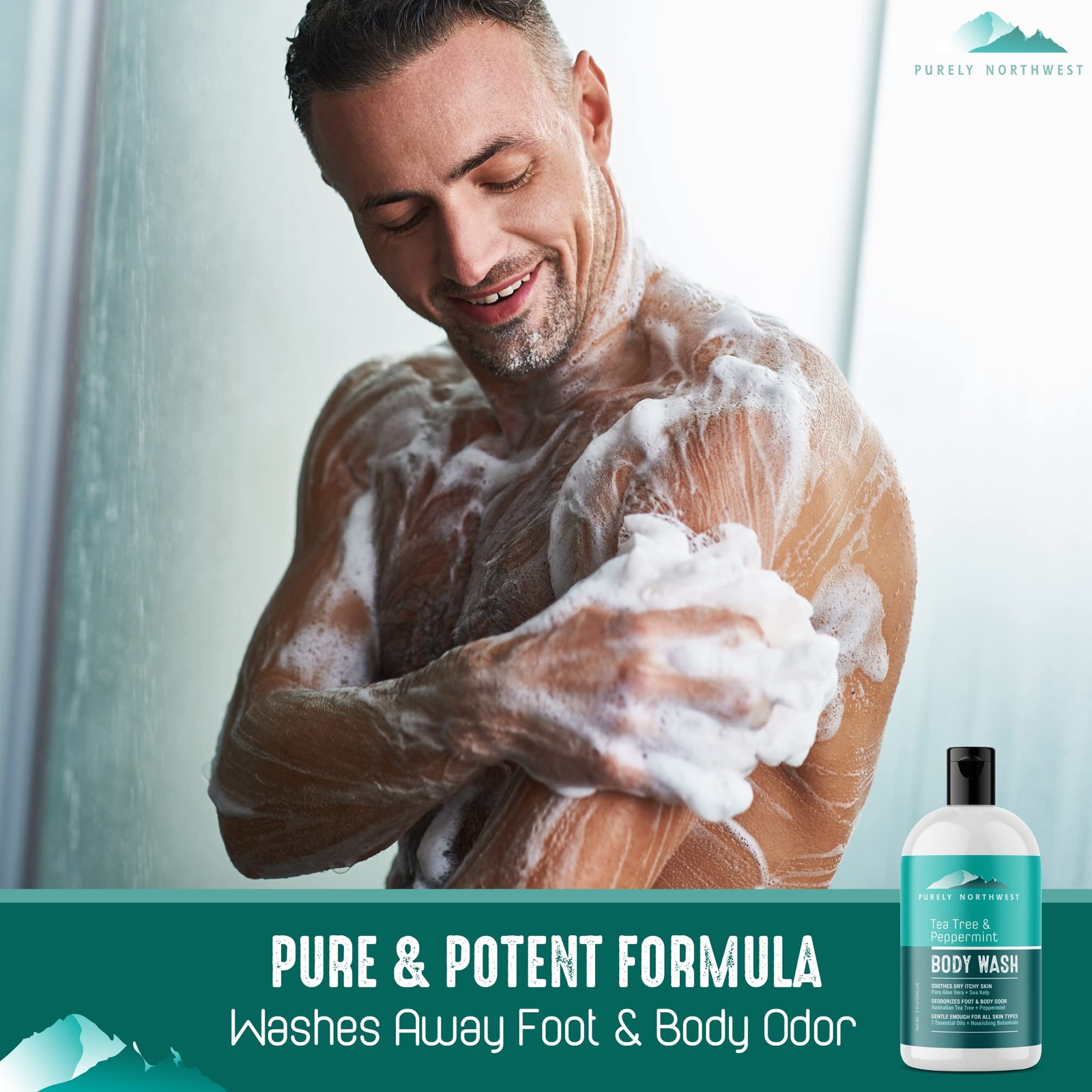 -Natural Tea Tree & Peppermint Scalp & Body Wash-Men & Women-Soothes & Refres…
