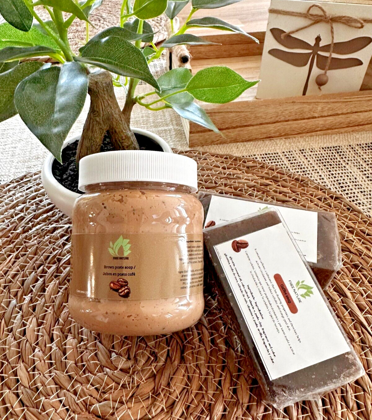 Free Nature set 3 pieces, Brown Paste Soap, Coffe Soap, Organic, from Mexico