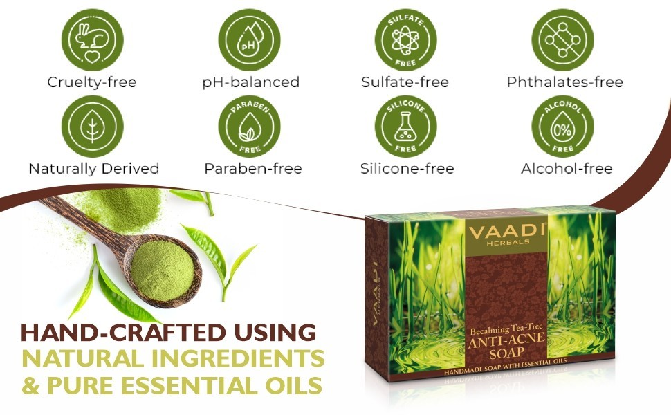 Tea Tree Oil Bath Bar Soap, ALL Natural – Each 2.65 Oz, Pack of 6 (16 Ounces)