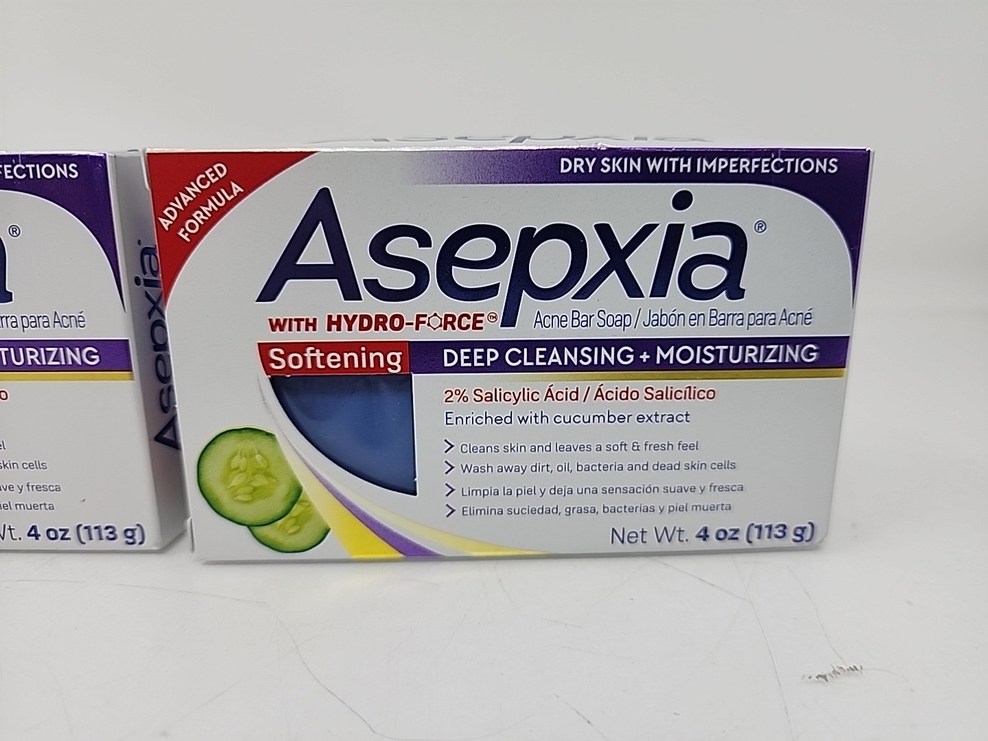 Asepxia Softening Acne Bar Soap Deep Cleaning + Moisturizing, 4oz. (Pack of 2)
