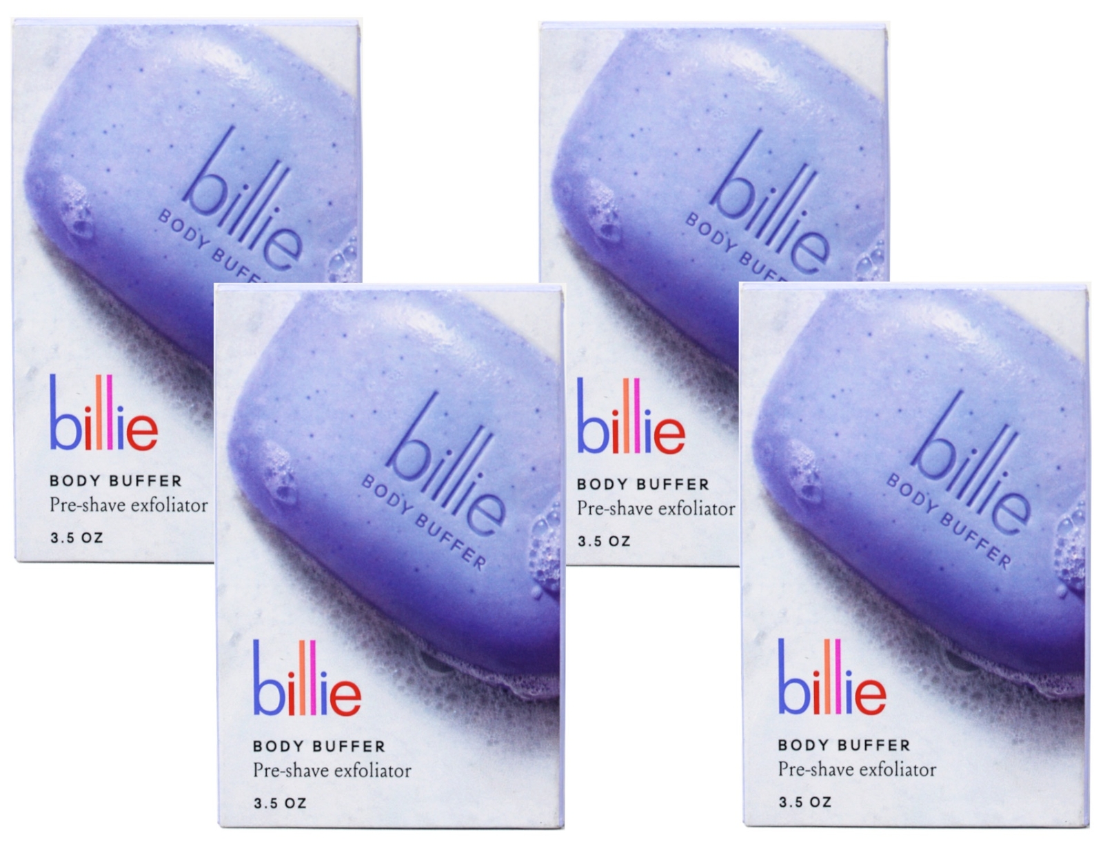 Billie Body Buffer – Pre-shave Exfoliating Bar – 3.5 oz – 4 Pack