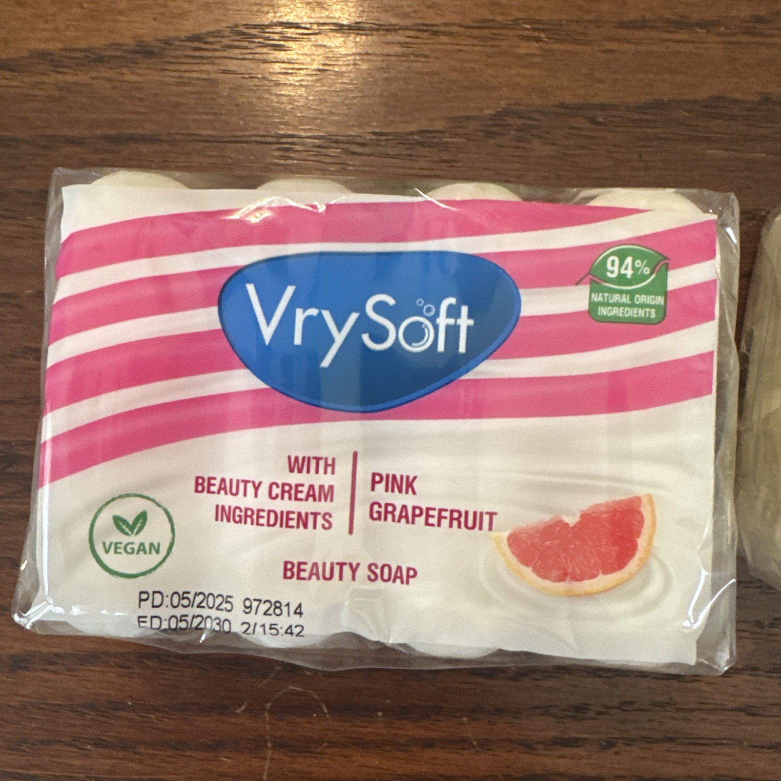 2x Packs VrySoft Beauty Soap Pink Grapefruit & Green Tea 4 Bars Each 8 Total