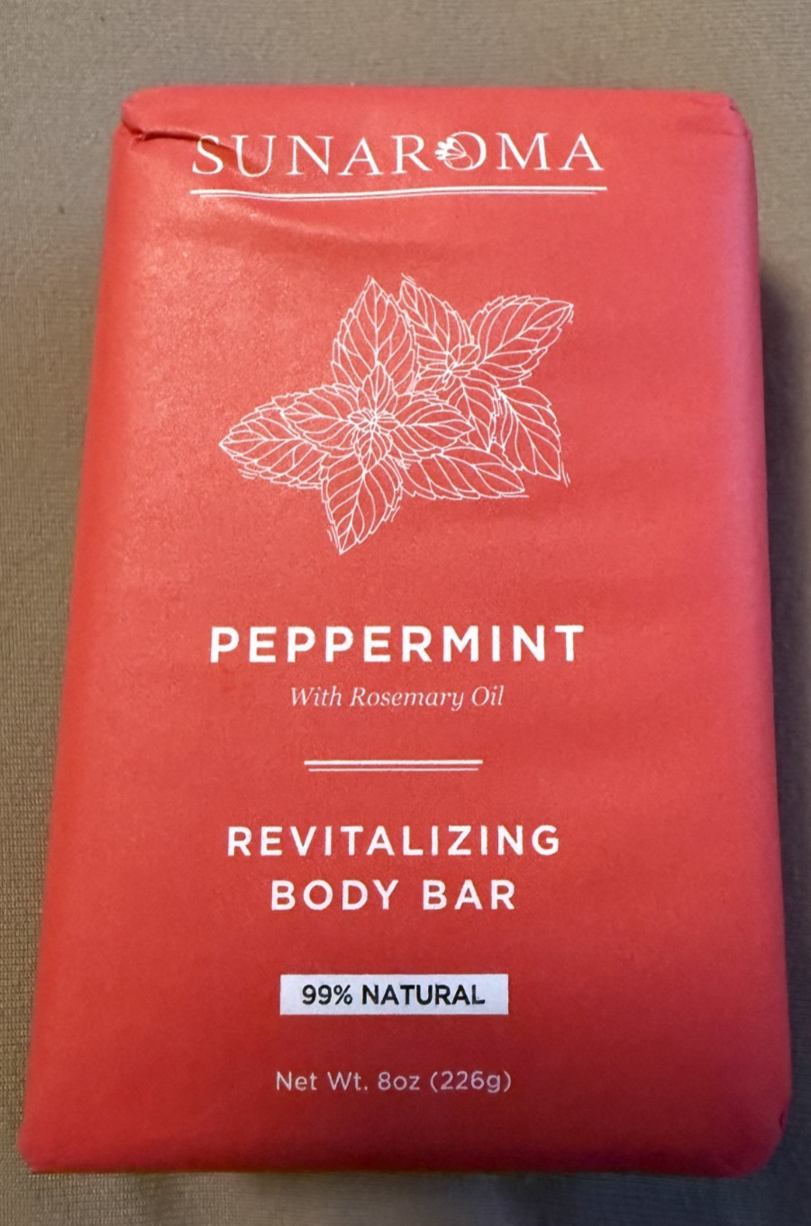 Sunaroma 99% Natural Peppermint Revitalizing Soap with Rosemary Oil – 8oz