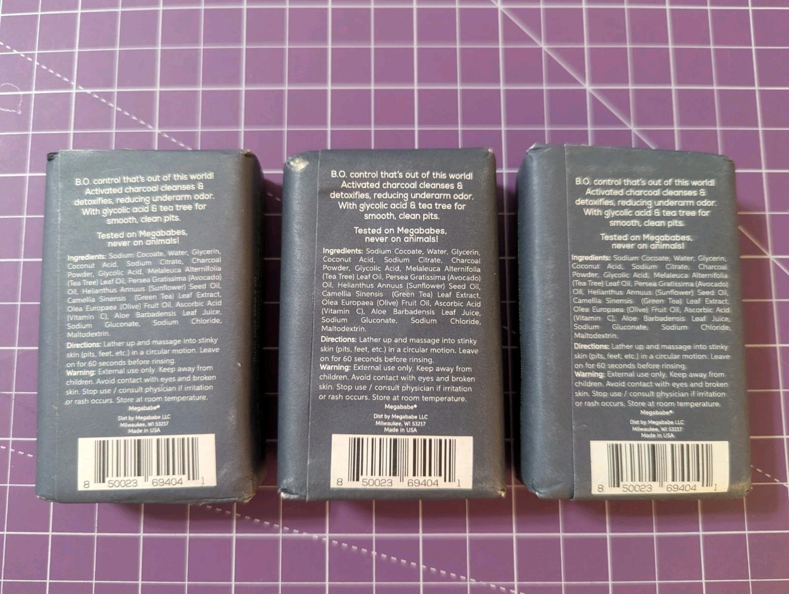 Megababe Space Bar Detoxifying Underarm Bar 3.5 oz ea Lot of 3 Full Size Bars