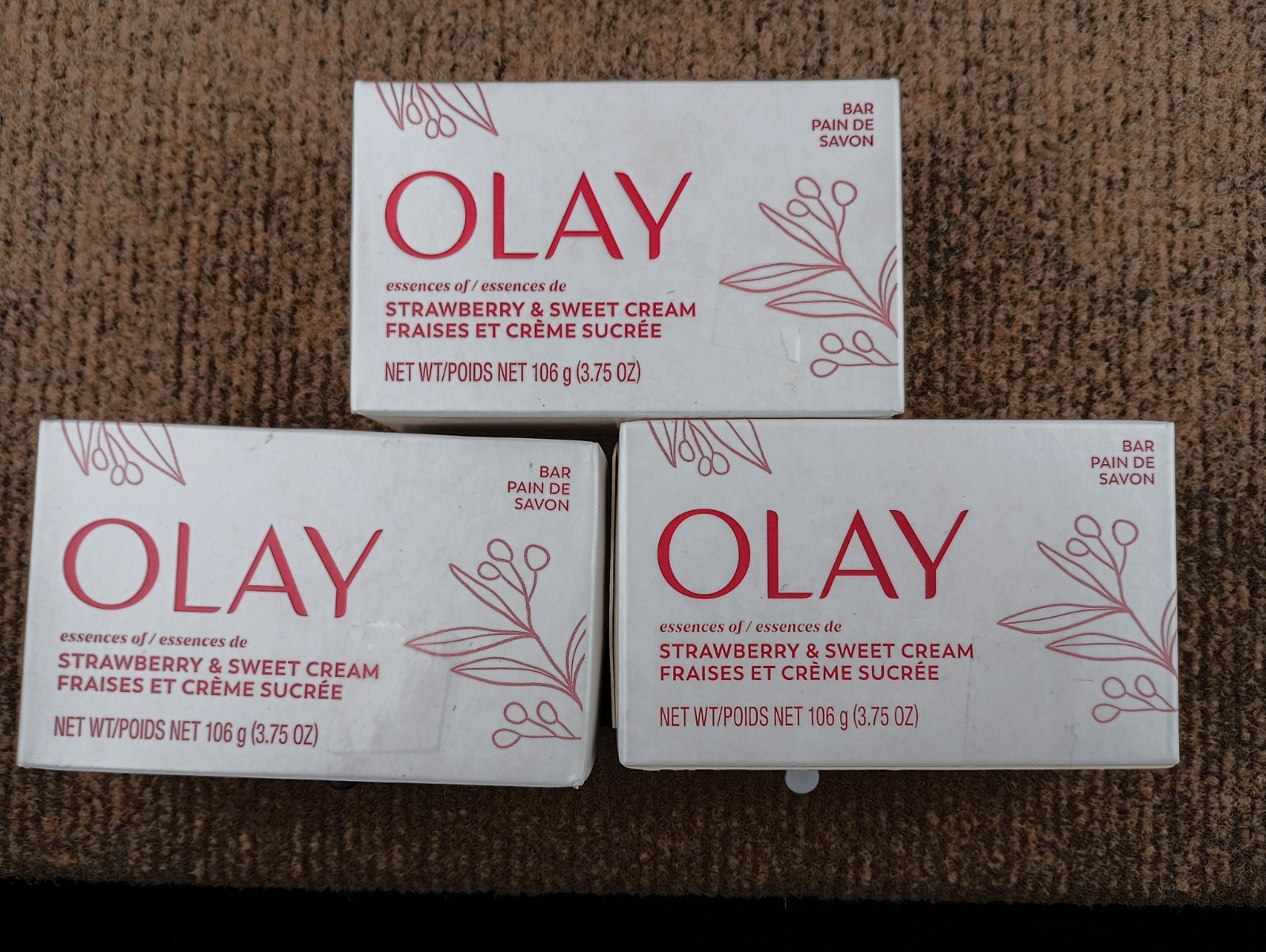 Olay Bar Soap Essences Of Strawberry And Sweet Cream 3 Pack Sealed