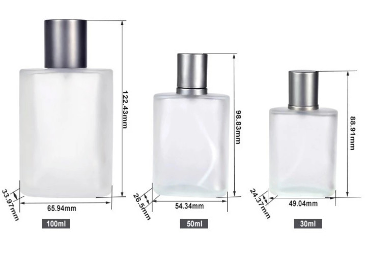 Refillable Perfume Spray Glass Atomizer Empty Bottle Flat Shape Frosted Style
