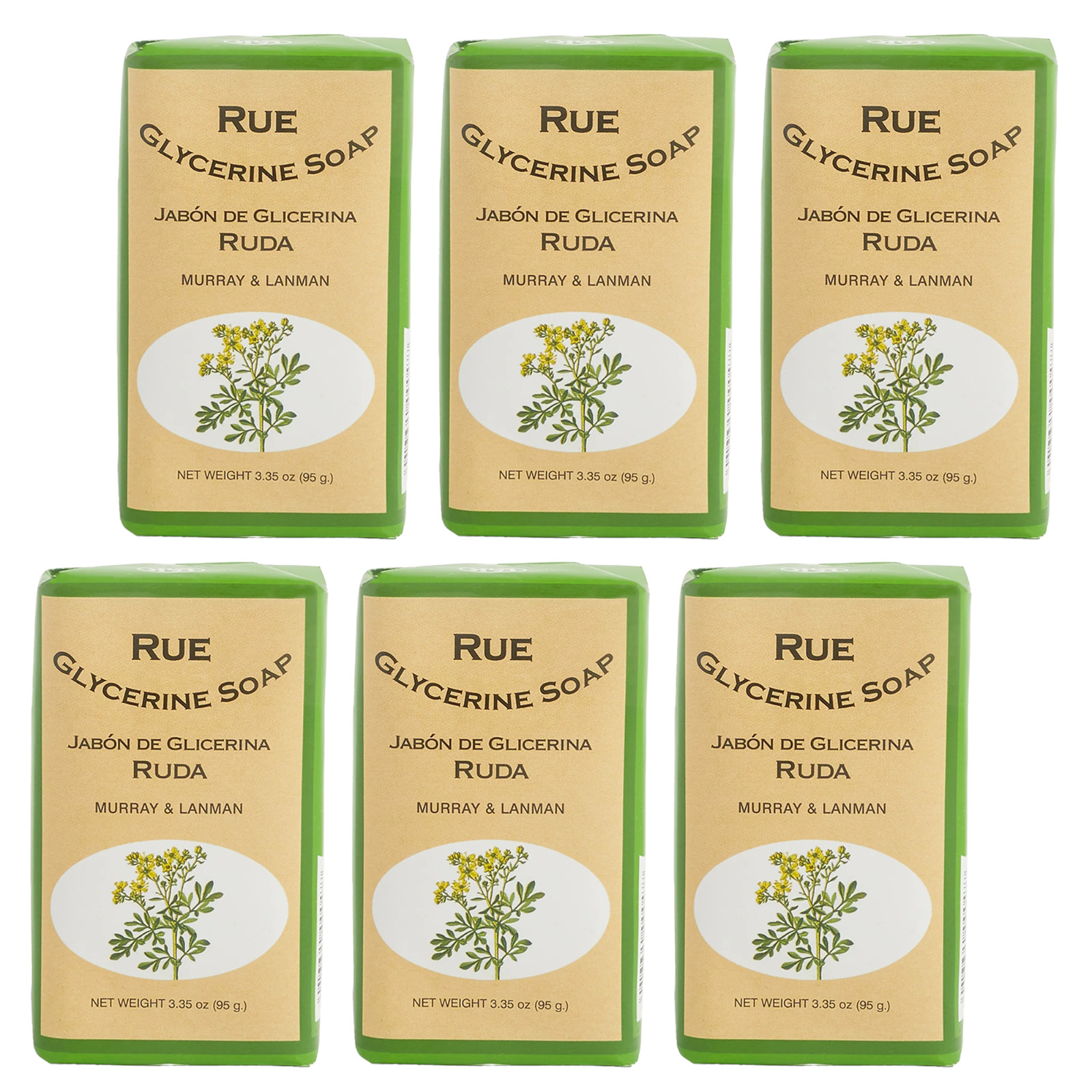 L&K Lanman & Kemp 6 Pack Glycerine Rue Soap, Ruda Soap
