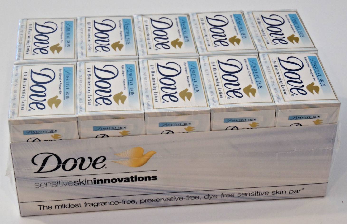 Vtg 30 Cnt Box bulk Dove Sensitive Skin 1/4 Moisturizing Bar Soap 1 Oz Mini 2002