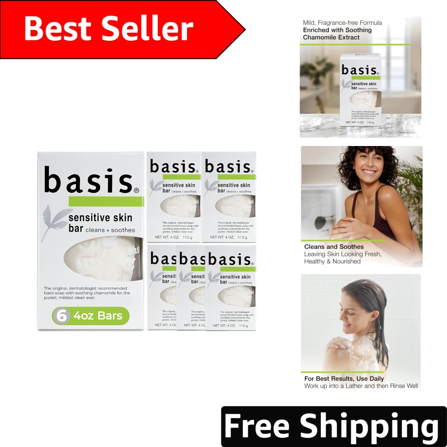 Bulk Pack Sensitive Skin Soap Bars – Unscented with Chamomile & Aloe Vera, 4 Oz