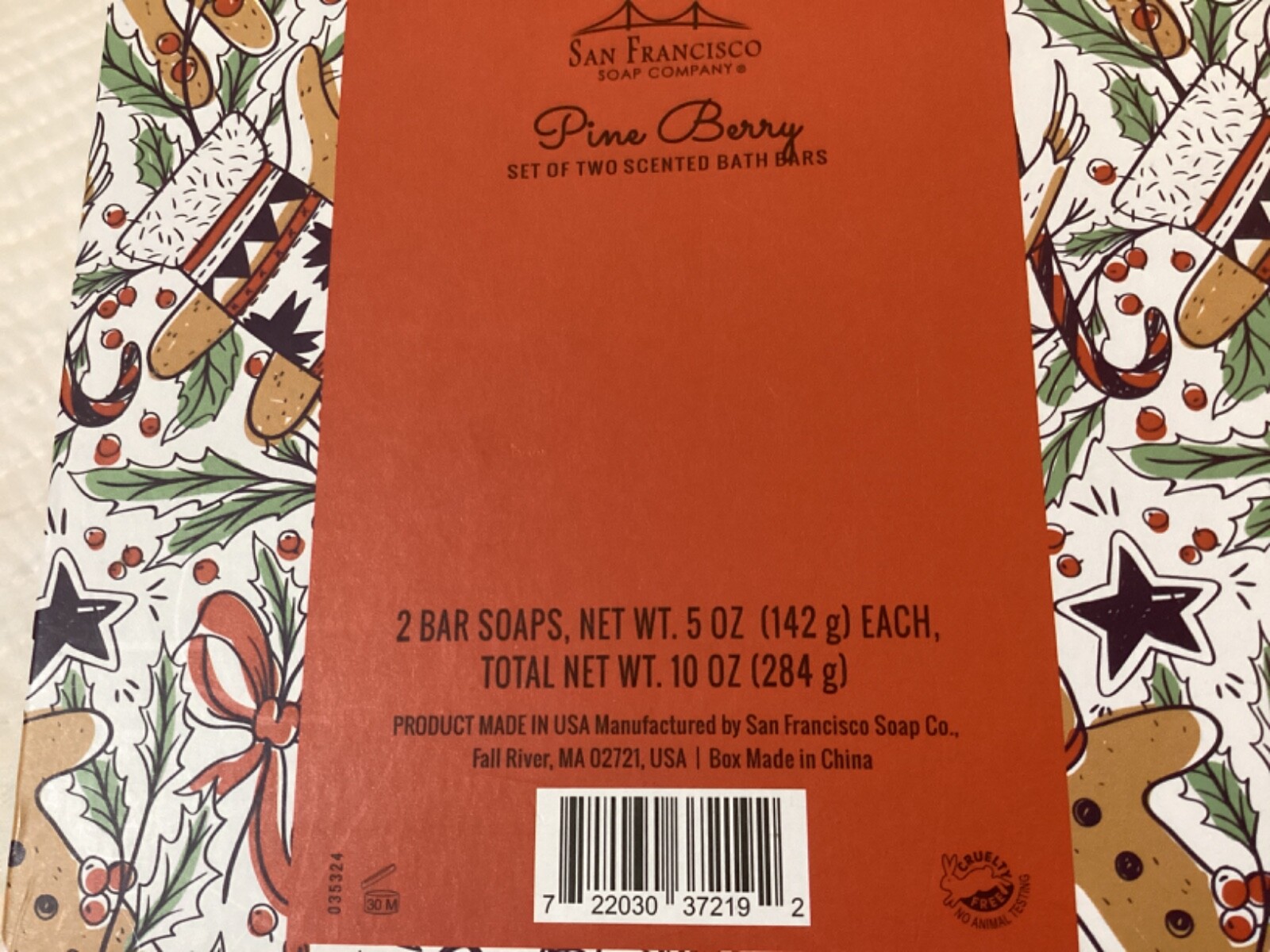 San Francisco Soap Company Pine Berry Scented Bath Bars SET of 2 Original Box