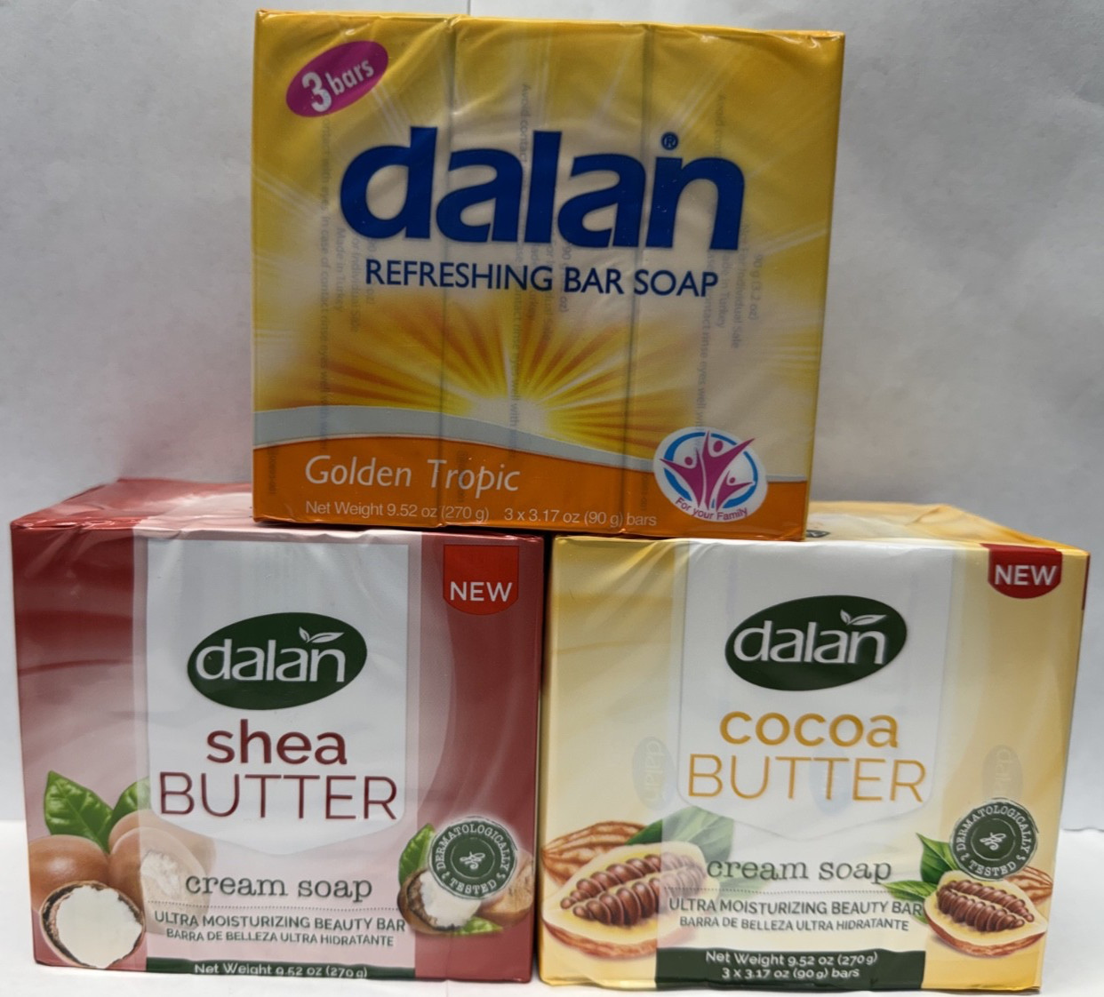 9 BARS SOAP GOLDEN,SHEA BUTTER AND COCOA DALAN 3.17 OZ EACH FREE SHIPPING