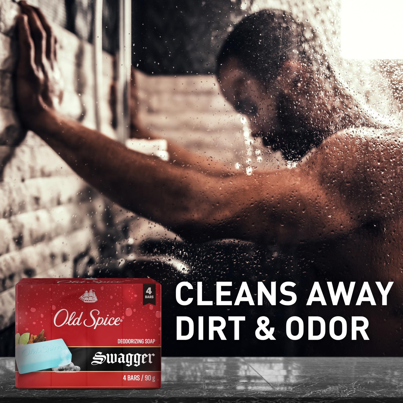Old Spice Bar Soap for Men, Deodorizing, Feel 3.17 Ounce (Pack of 4), Red