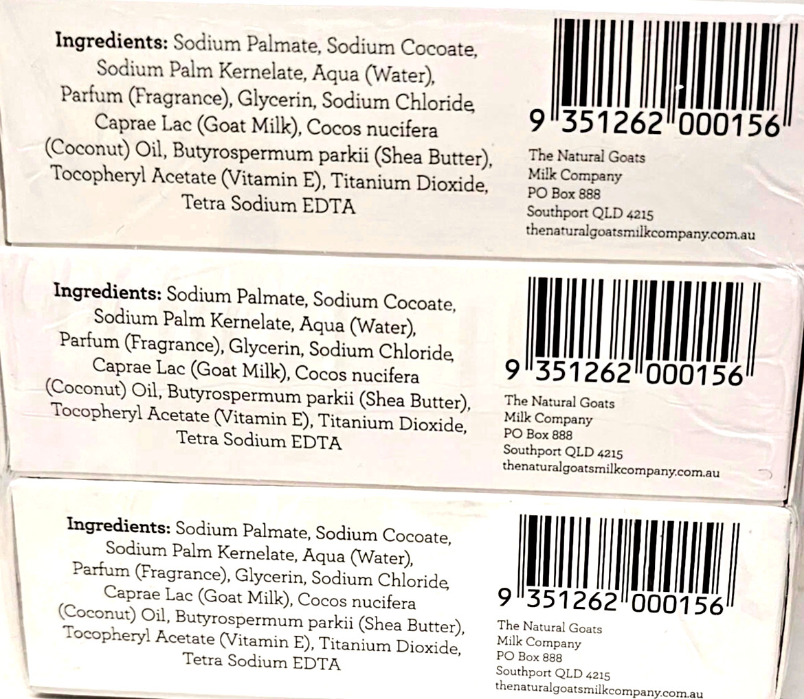 3 x The Natural Goat Milk Company with Coconut Soap Trio. Made In Australia