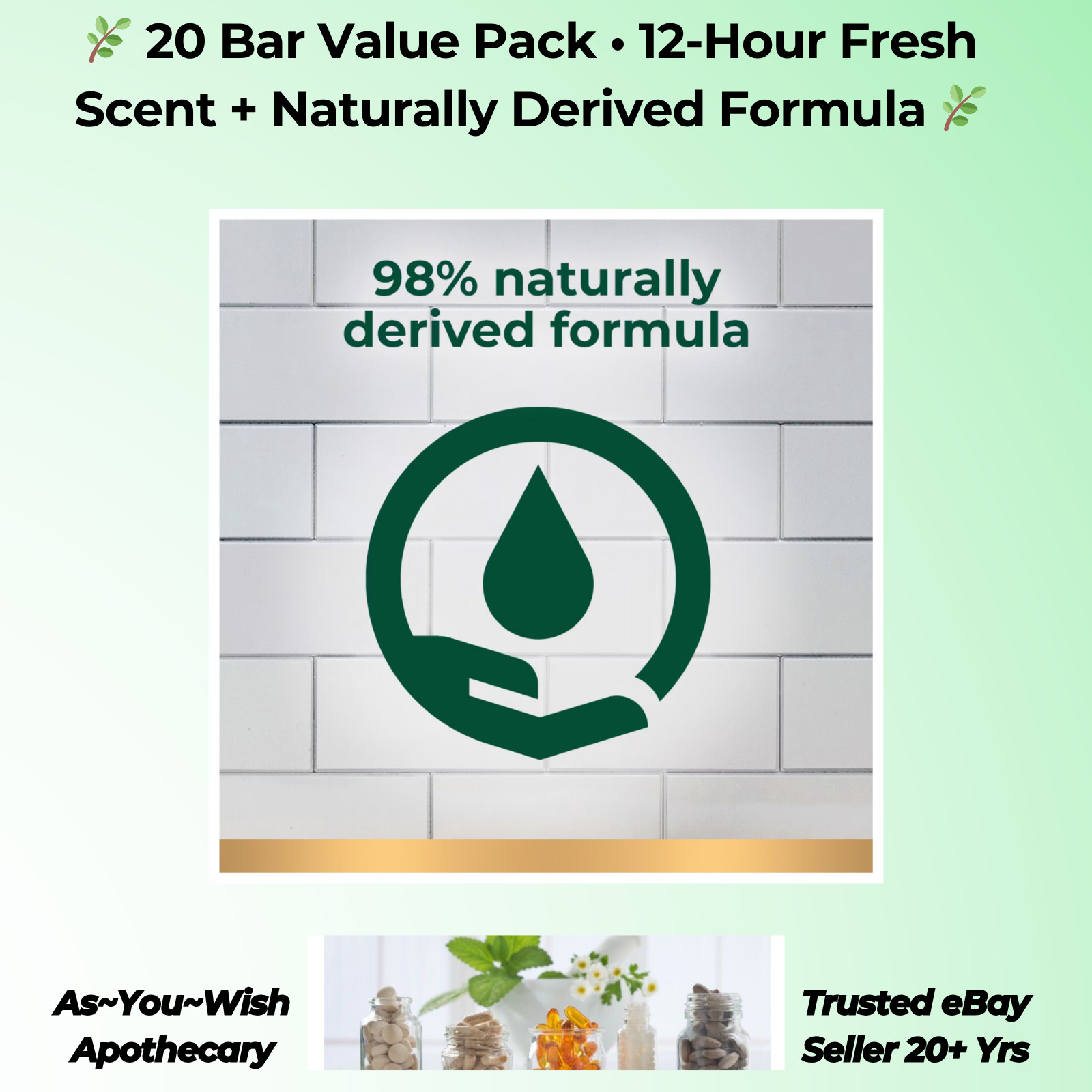 Irish Spring Men’s Bar Soap 20 Count 4oz Each Original Clean – NO SHIP TO CA