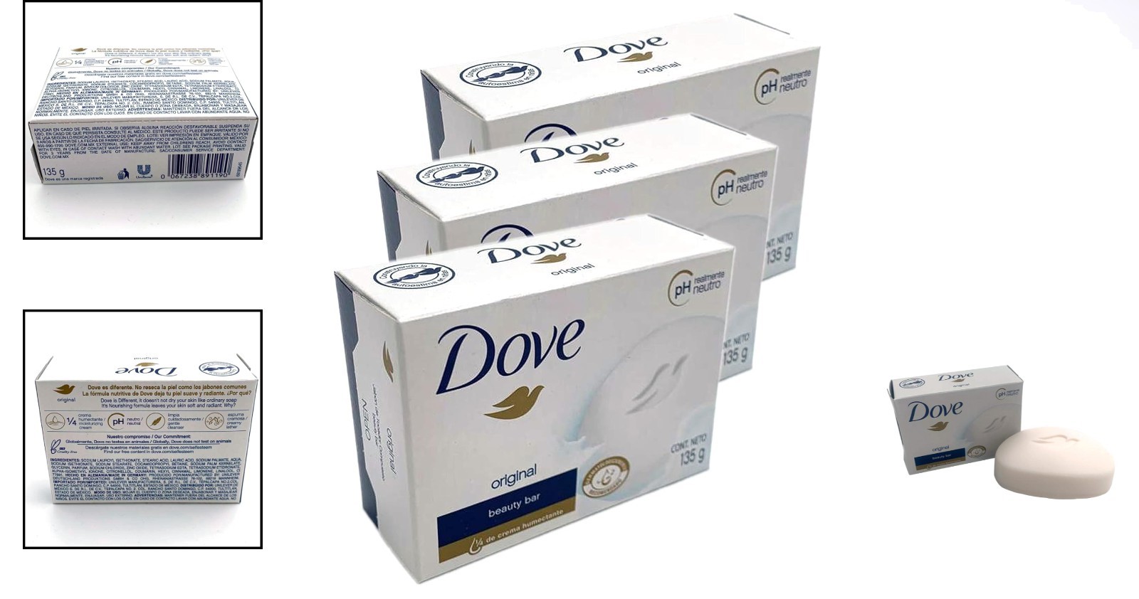 3-Pack Unscented Moisturizing Beauty Bar – 1/4 Cream for Luxurious Skin Care