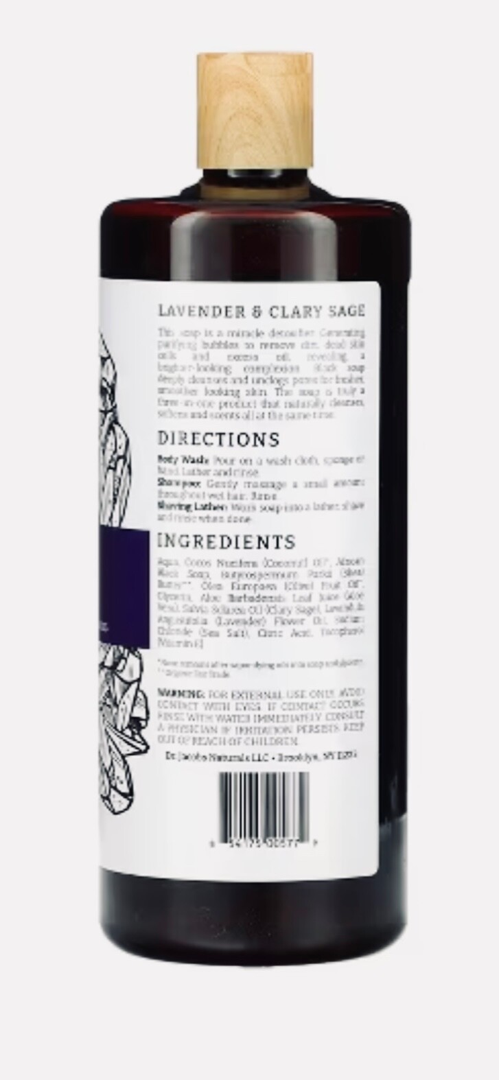 Plant-Based African Black Soap Body Wash, Lavender & Clary Sage Essential Oils,