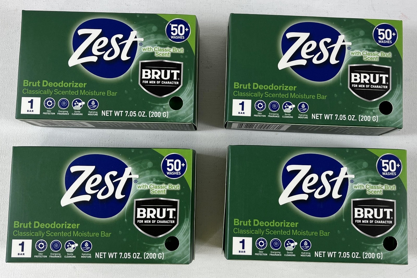 Zest Brut Deodorizer classic Scented moisture Bar for men 7.05 oz .Lot o 2, 4