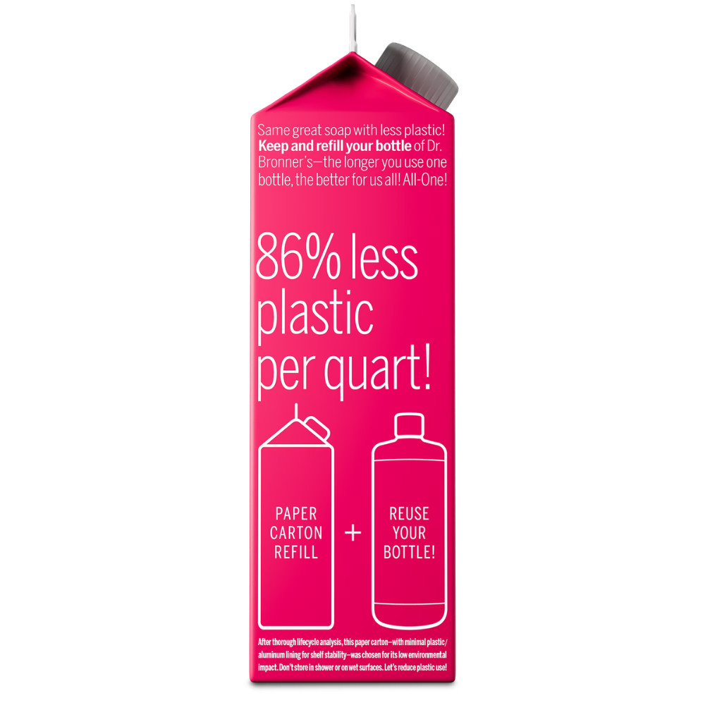 2PK Dr. Bronner’s Magic Soap Refill, Rose, Pure-Castile Liquid Soap Carton, 32oz