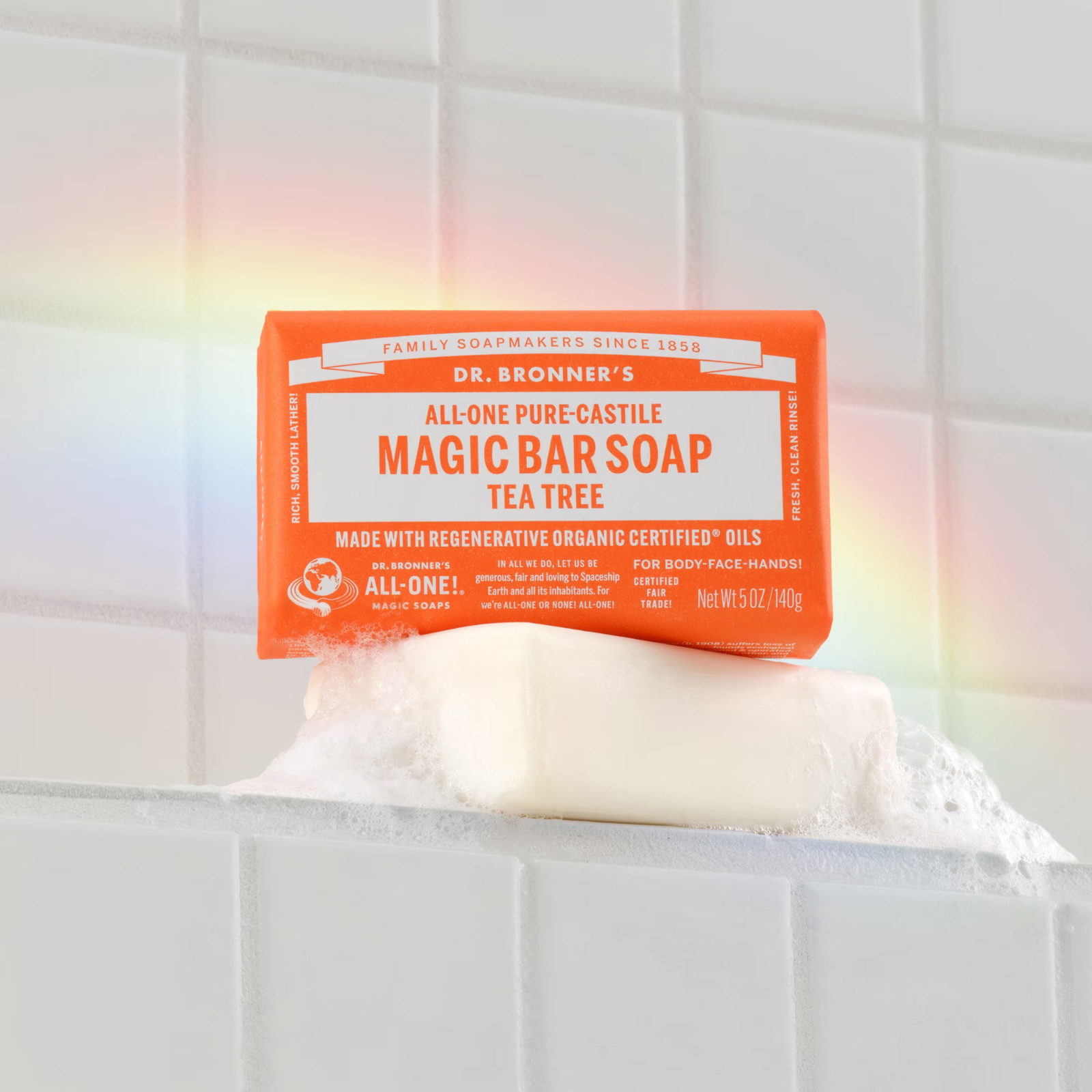 Dr Bronner’s All One Hemp Tea Tree Pure-Castile Bar Soap. 5 Oz/140g.