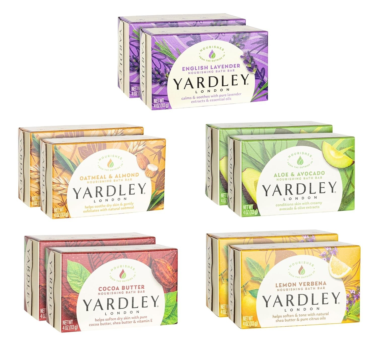 Yardley London Soap Bath Bar Bundle – 10 Bars Total / 2 Of Each