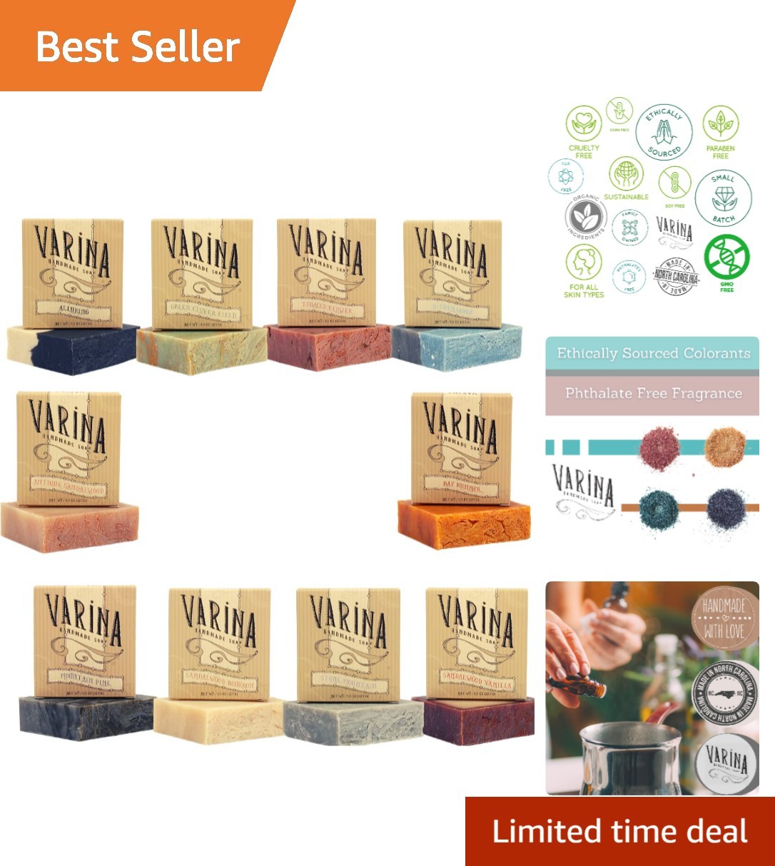 Natural Bar Soap for Men – 10 Pack Variety, Organic and Paraben-Free Cleansing