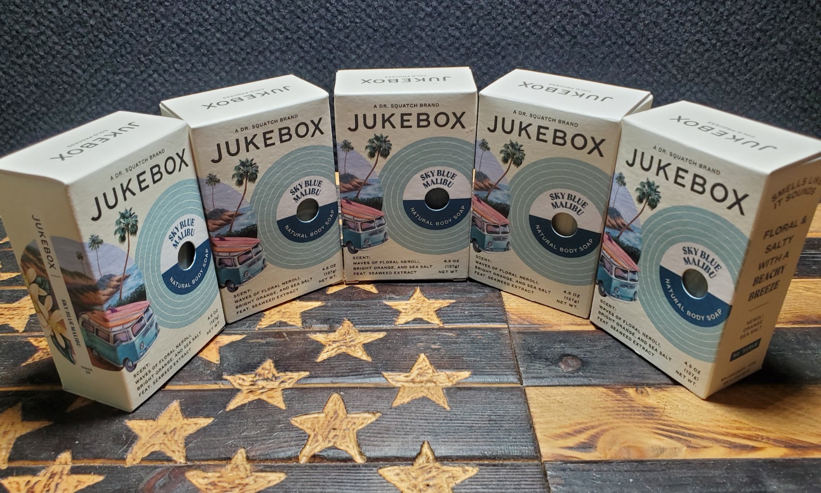 (LOT OF 5) Jukebox SKY BLUE MALIBU Natural Body Bar Soap | a DR SQUATCH Brand