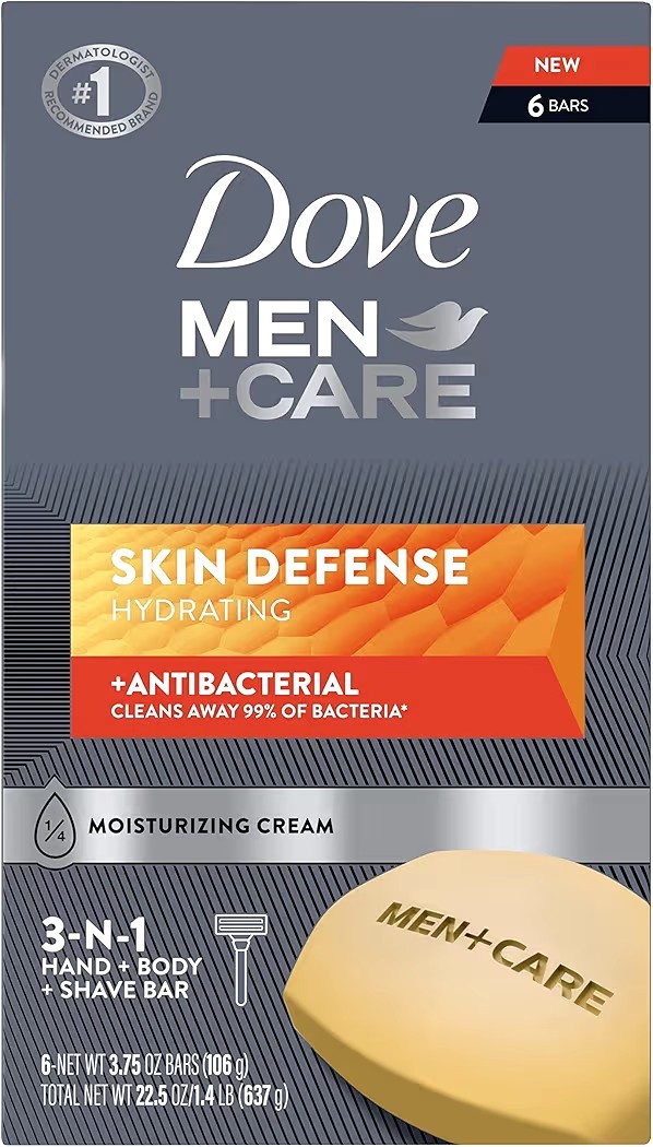 Dove Men+Care Bar Soap Skin Defense 3.75 oz 6 Count Pack of 1