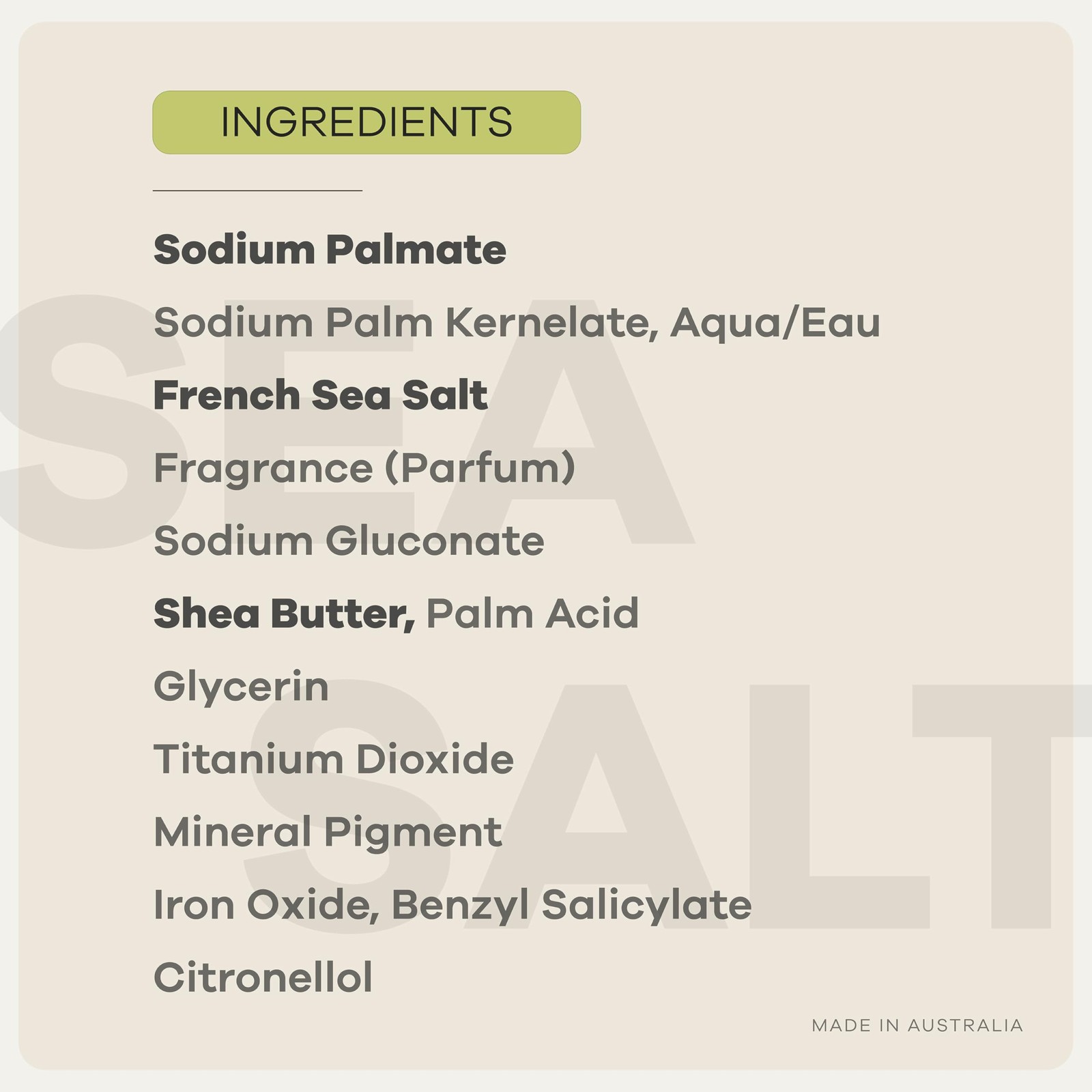 Australian Botanical Soap Sea Salt with Ocean Minerals 6.6 Ounce (Pack of 1)
