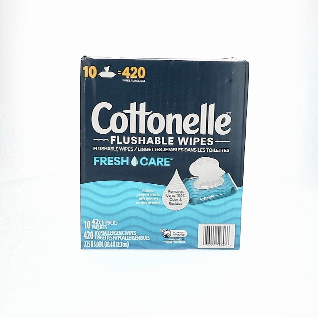 NWT Cottonelle Fresh Care Flushable Wet Wipes, 10 Flip-Top Packs FREE SHIPPING