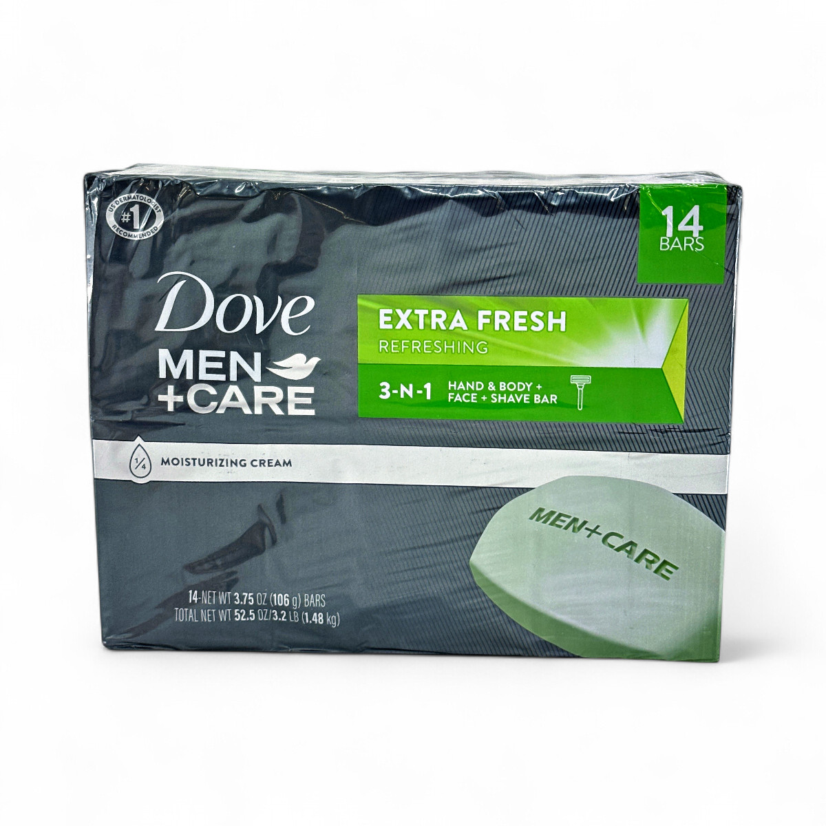 Dove Men + Care Body and Face Bar Soap, Extra Fresh Scent 3.75 oz – 14 Count