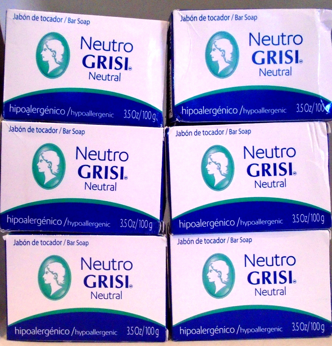 Grisi Neutro Bar Soap. Neutral pH Hypoallergenic Cleanser. 3.5 Oz. Pack of 6